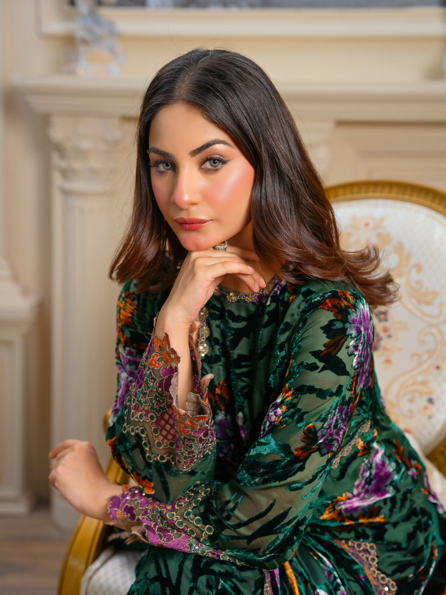 Noori Palachi Embossed Printed and Embroidered Unstitched 3-Piece Suit
