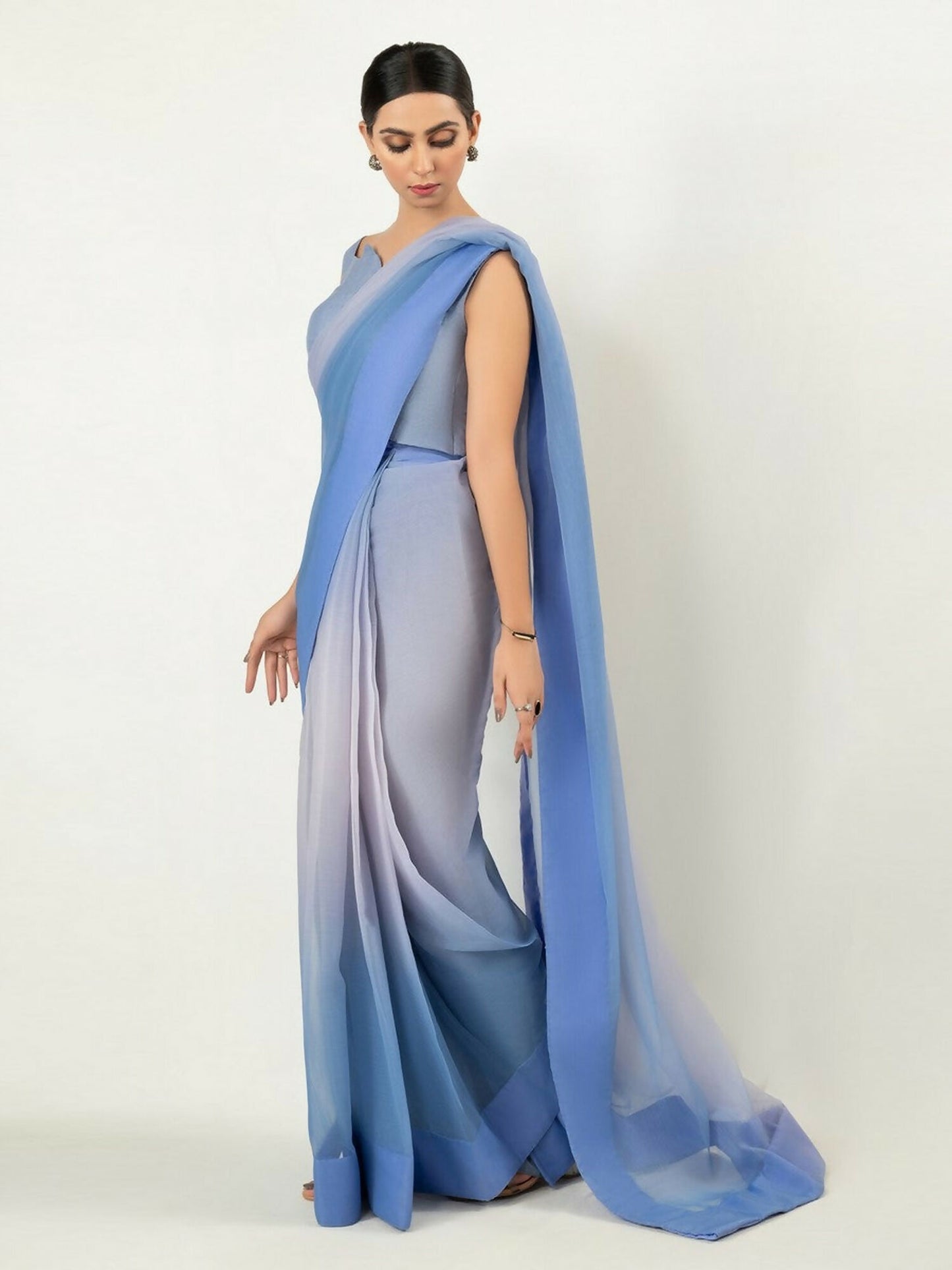 Imran Aftab Chiffon Printed Stitched Saree-IASC 16