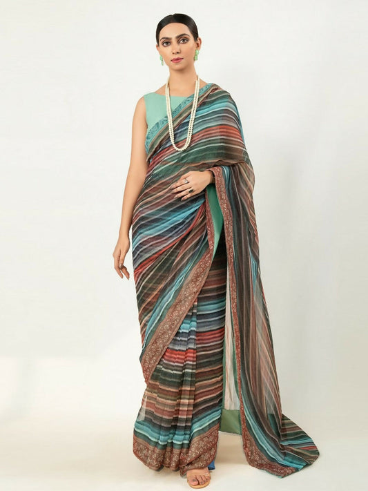 Imran Aftab Chiffon Printed Unstitched Saree-IASC 09