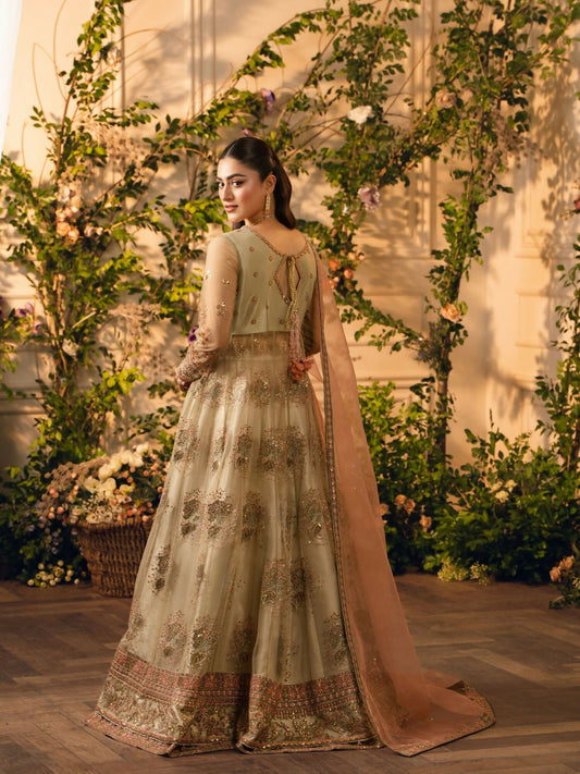 Hemstitch Net Embroidered Stitched Lehenga-Zimil