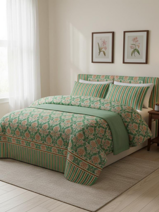 Dynasty Printed 3 Piece King Bedsheet Set-163