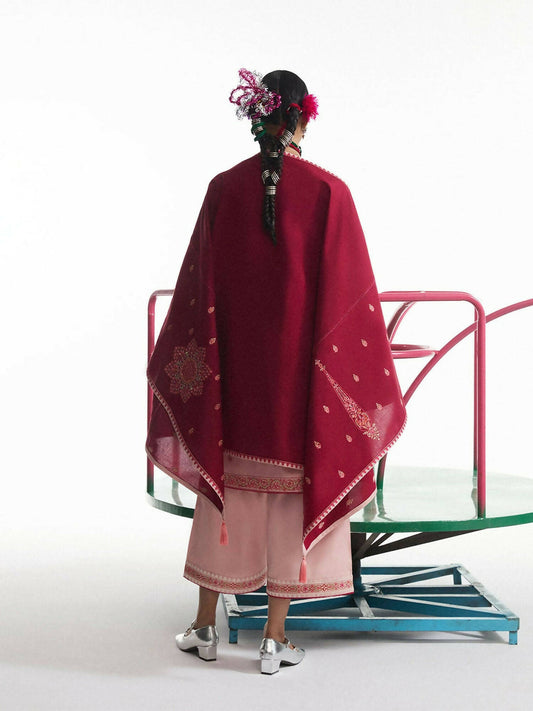 Jugnu by Hussain Rehar Lawn Embroidered Scarf-Giti