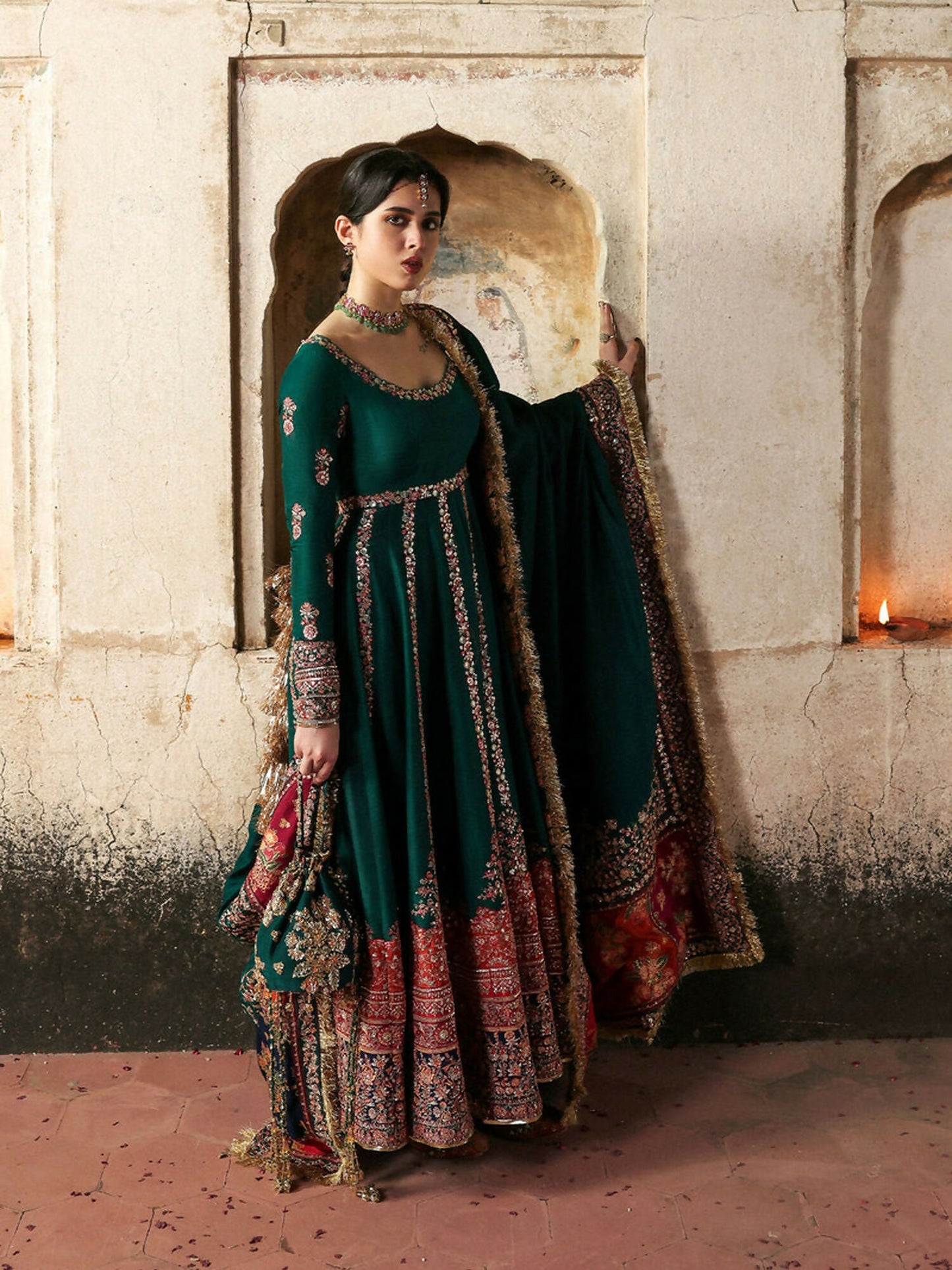 Hussain Rehar Massarat Festive Unstitched'25 Korean Raw Silk Embroidered 3-Piece Suit-Meherunissa