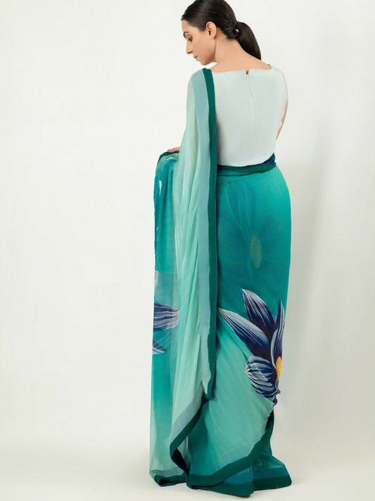 Imran Aftab Chiffon Printed Unstitched Saree-IASC-22