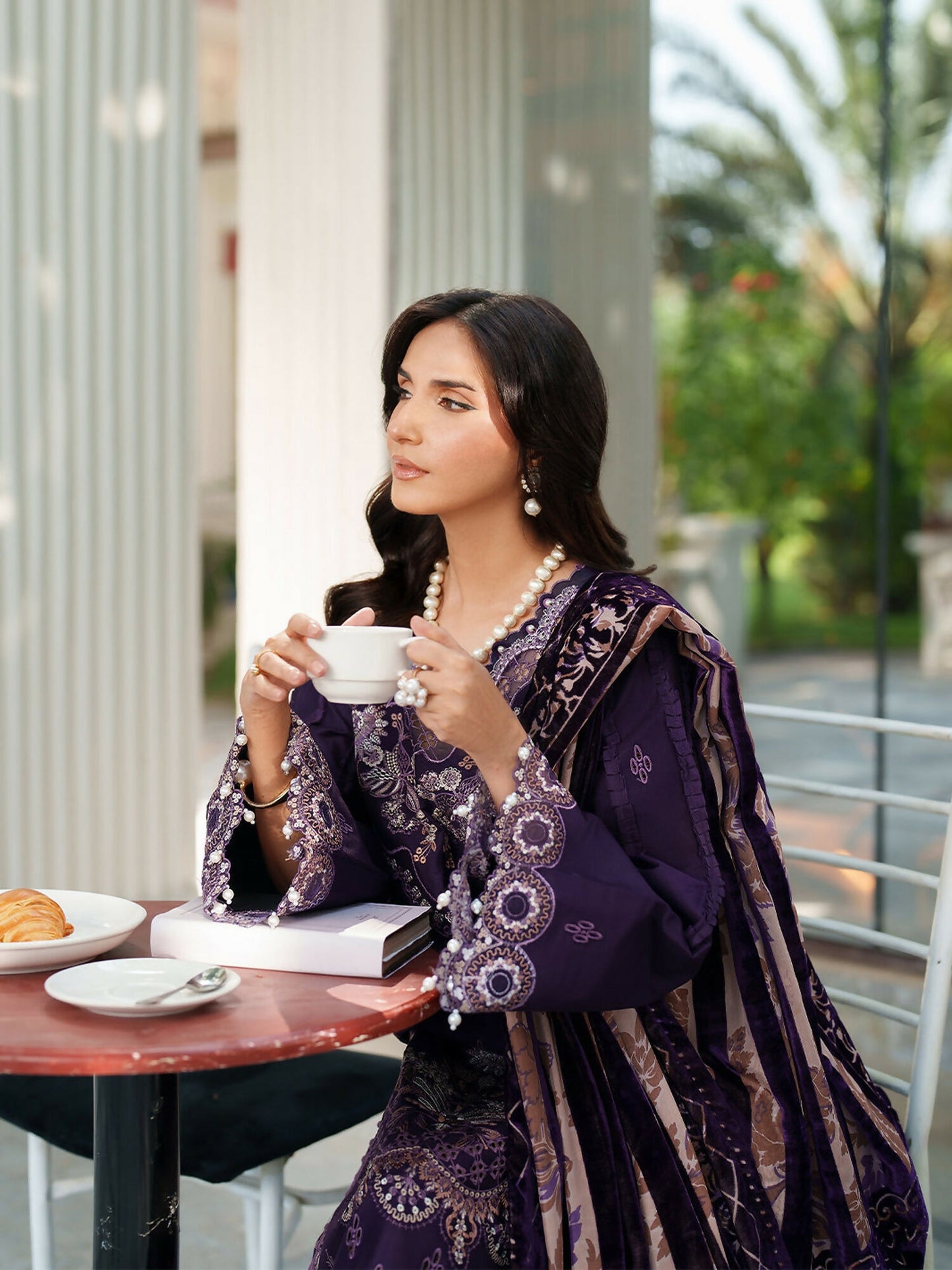 Parishay Panache Winter Corduroy Embroidered Stitched 3-Piece Suit-PNE-06