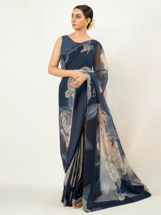 Imran Aftab Chiffon Printed Unstitched Saree-IASC 13