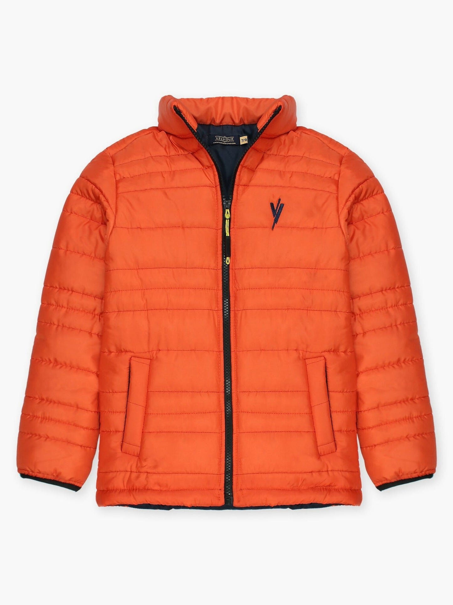Orange Velvour Puffer Jacket-VJ05-E