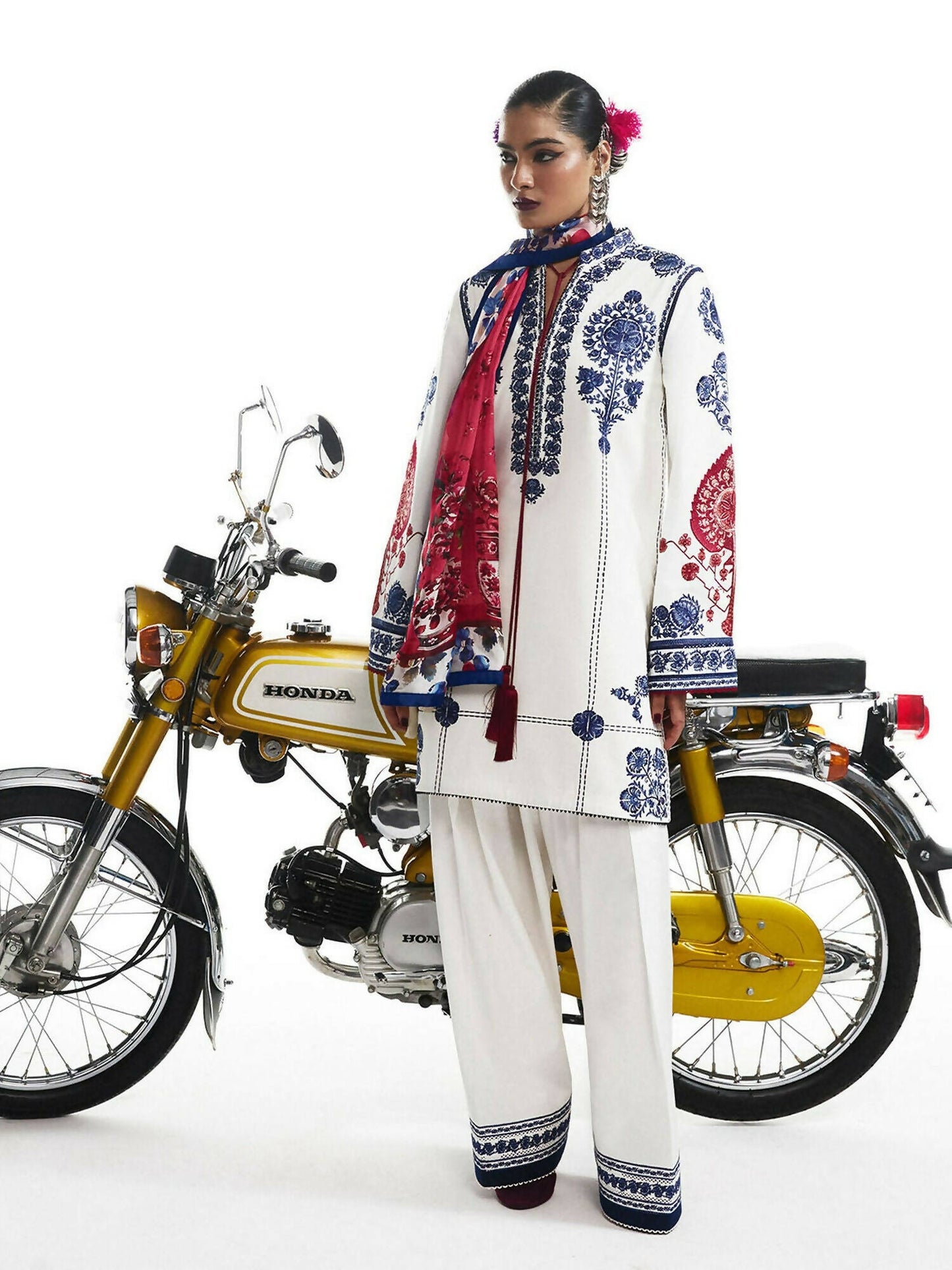 Jugnu by Hussain Rehar SS'25 Eid Pret Edit II Cotton Embroidered 2-Piece Suit-Tara