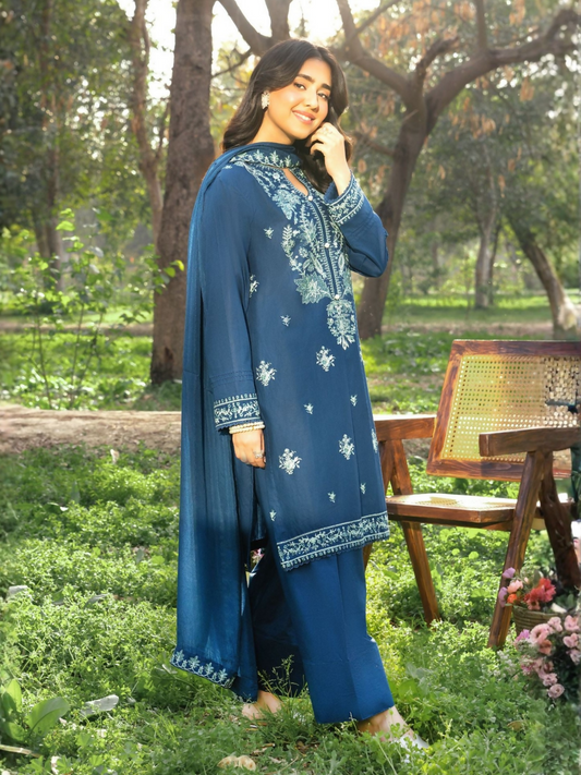 Panache Apparel Serenity Linen Embroidered Stitched Suit-Serenade