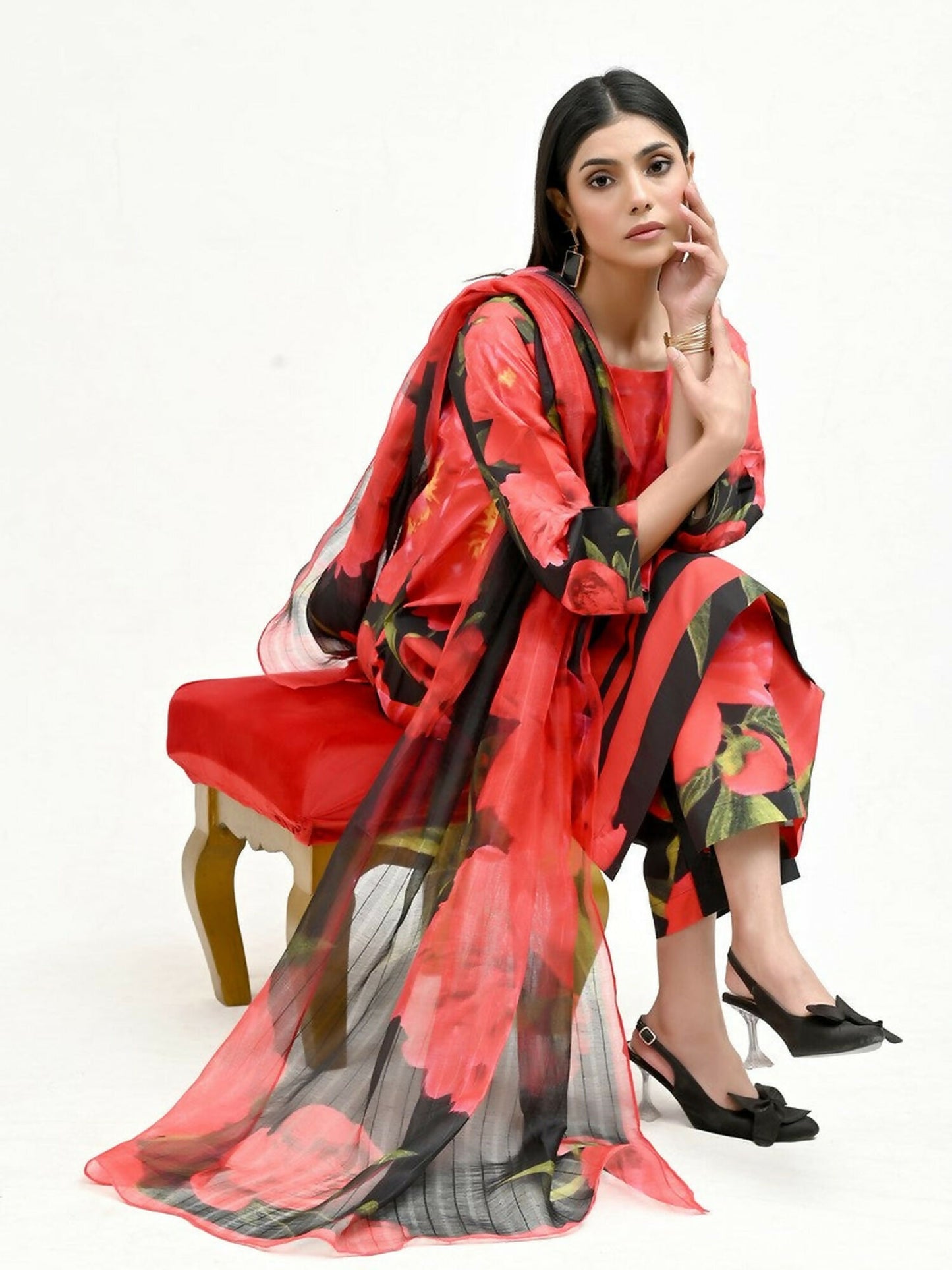Imran Aftab Valentine's Day Raw Silk Printed Unstitched 3-Piece Suit-IAVD 01