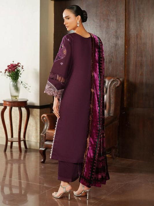 Parishay Panache Winter Corduroy Embroidered Stitched 3-Piece Suit-PNE-02