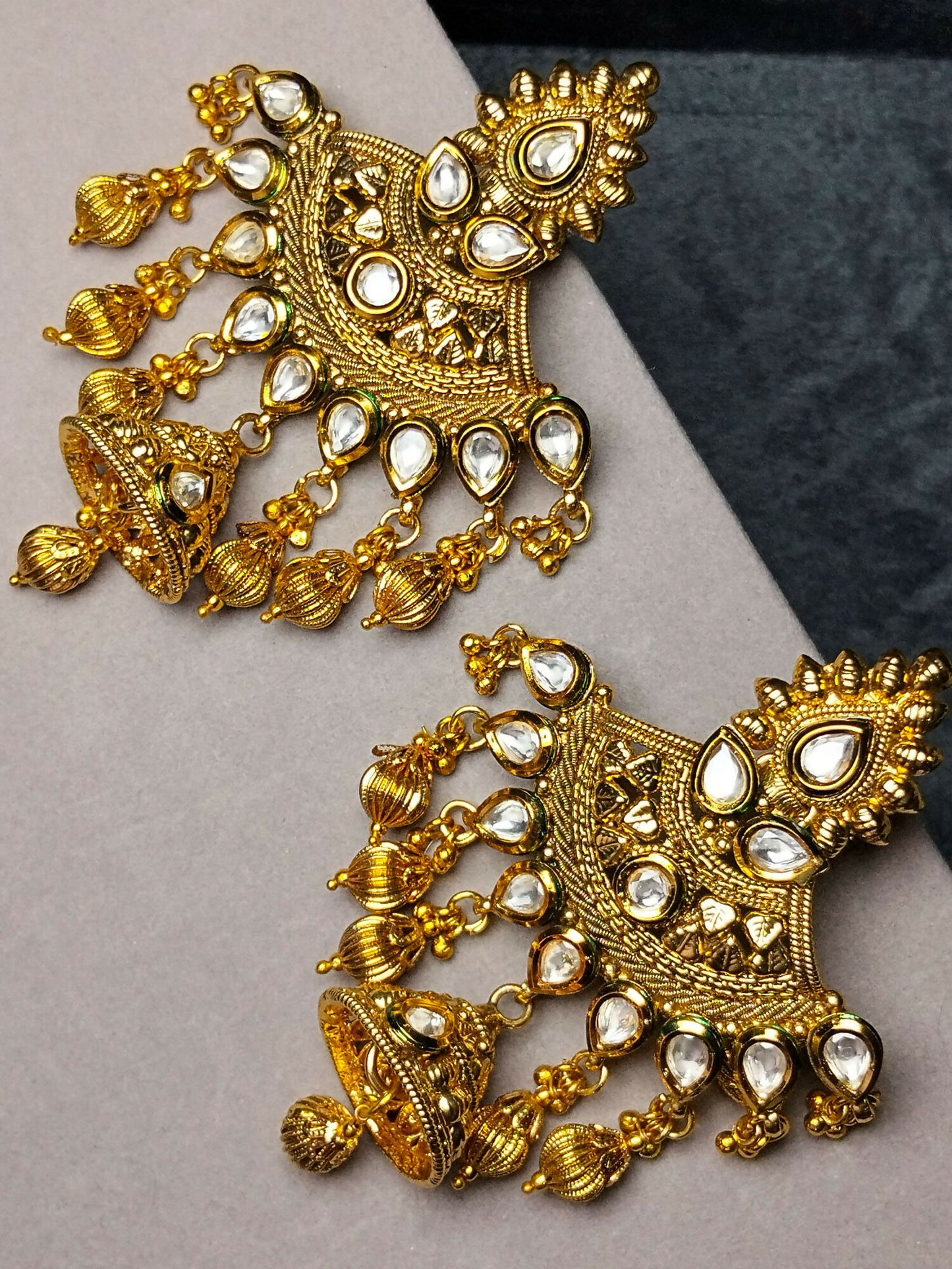 H&A Jewelry Real Indian Kundan Jurao gold plated set with lifetime color guaranteed traditional design for cultural and festive wear