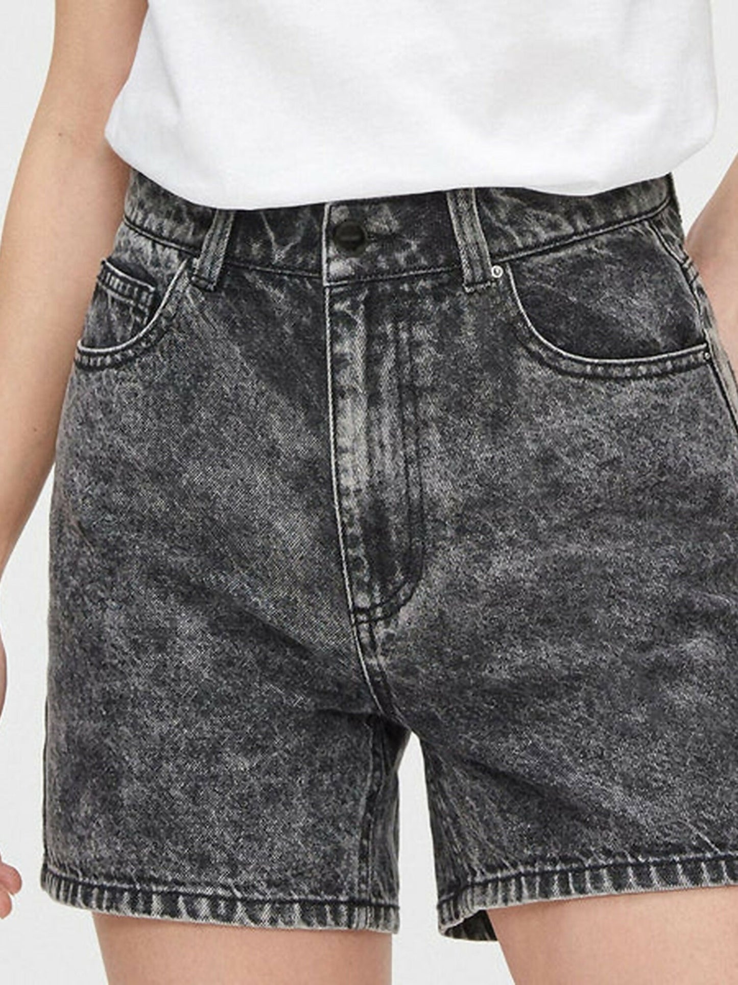 Funky's Plain Mid Length Misty Denim/Jeans Shorts Waist-11446