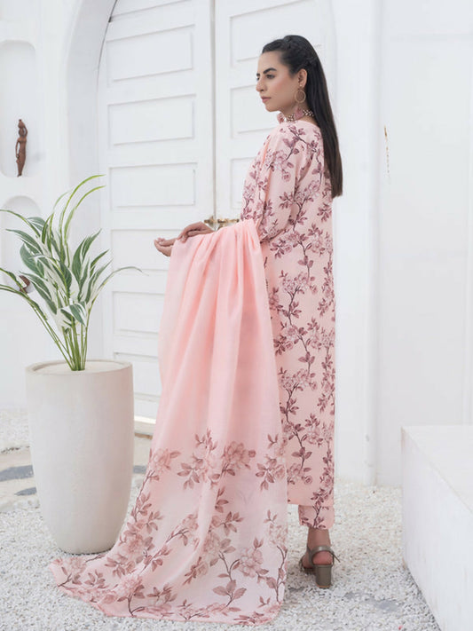 MH Cloth House Khaddi Net Embroidered Stitched 3-Piece Suit-Floral Poise