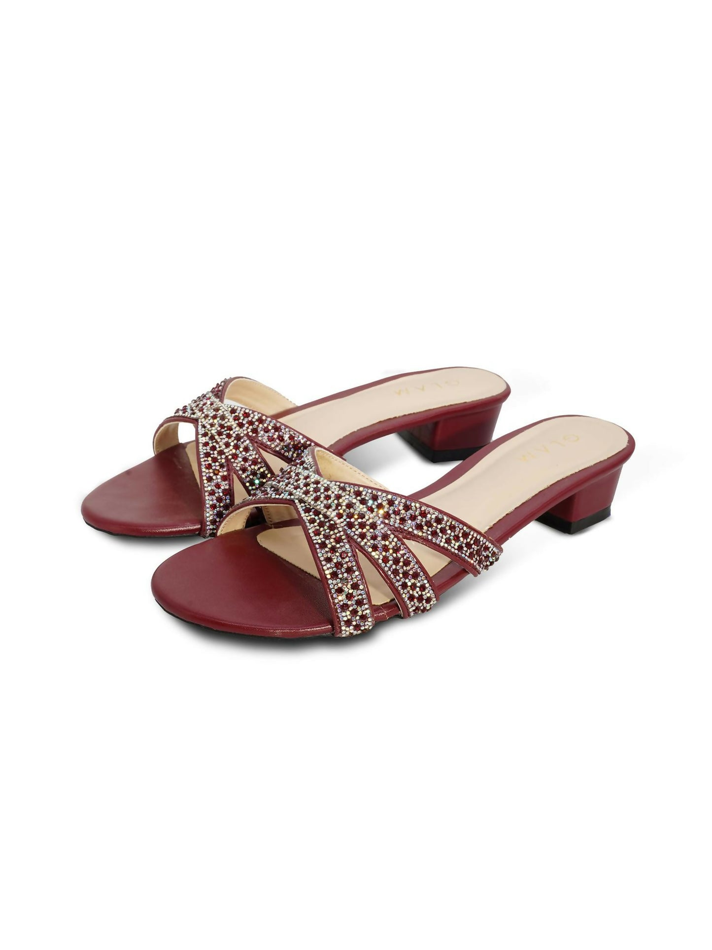 Maroon Royale Leather Women’s Slides-775