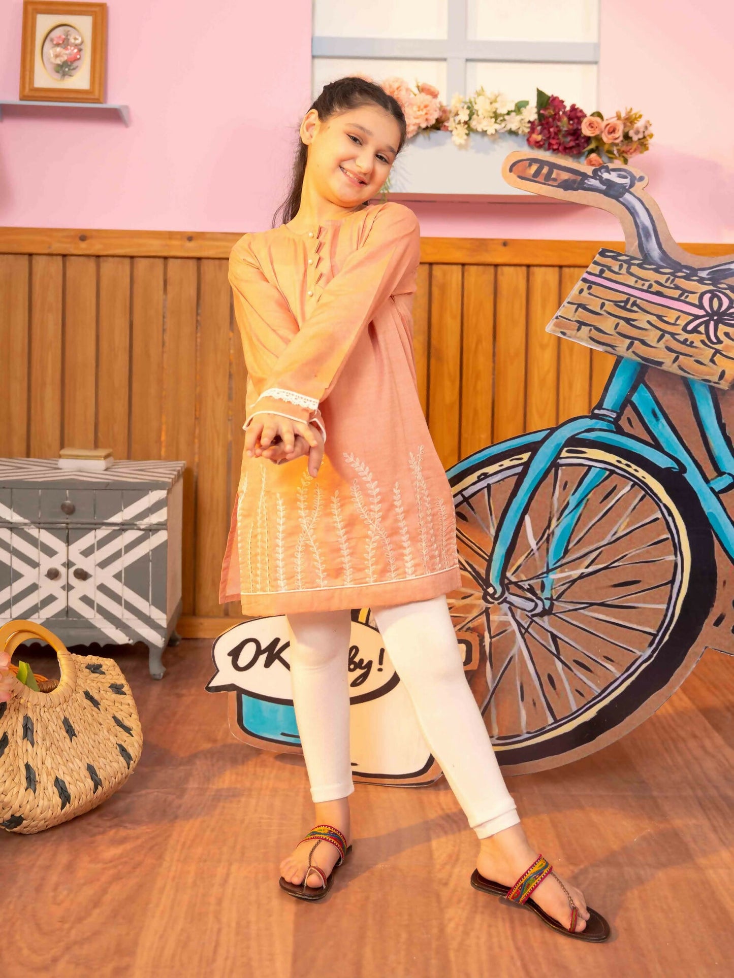 Velvour Girls Cotton Embroidered Stitched Kurti-VG90-C