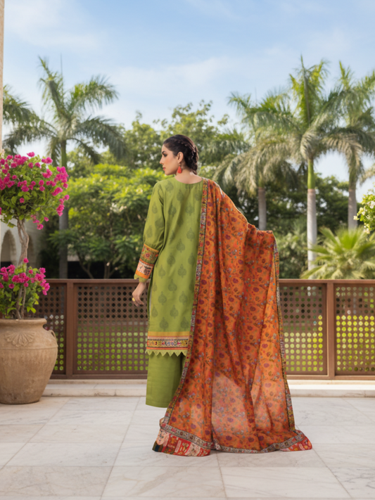 Mausummery Khaddar Printed Unstitched 3-Piece Suit-Daylily