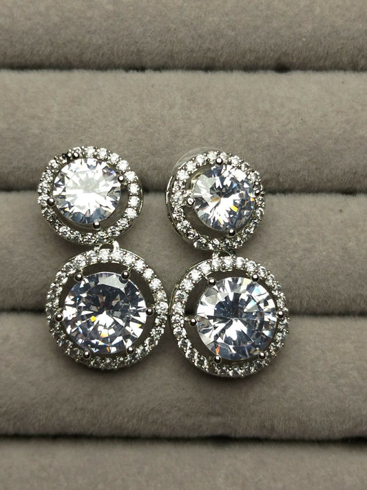 H&A Jewellery One Carat Silver Phodium Plated Earrings