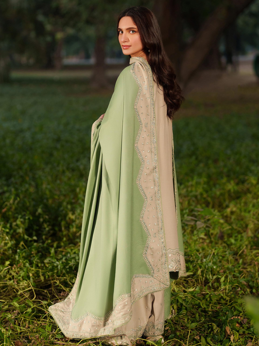 Panache Apparel Winter Solstice Linen Embroidered Stitched Suit-Mistfall