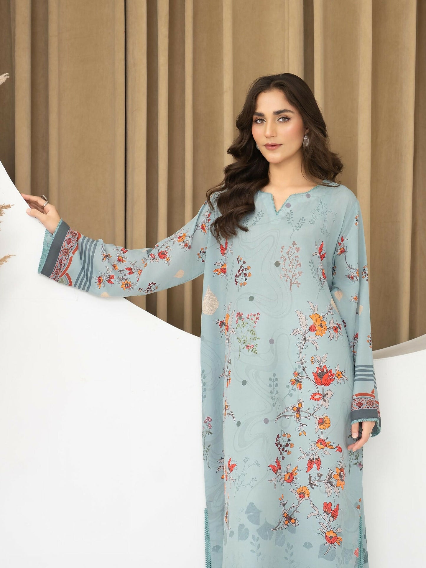 Panache Apparel Florise Lawn Printed Shirt-Camora