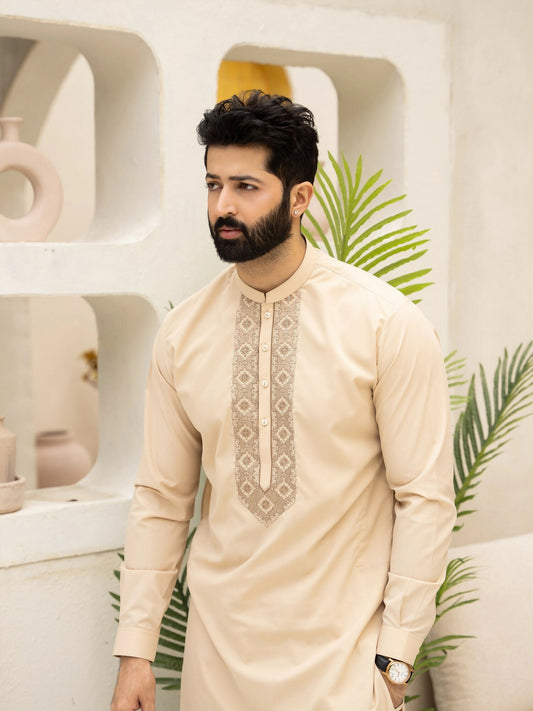 Fabrich Men Wash & Wear Embroidered Unstitched Shalwar Kameez-Whip