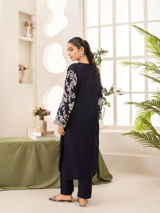 Stylish Collection Aaraish Linen Embroidered Stitched 2-Piece Suit- Blue Garnet