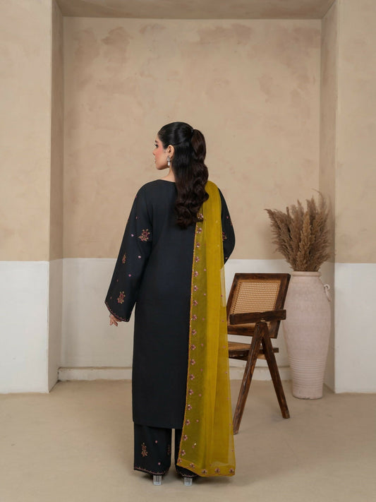 Stylish Collection Royal Pret Linen Embroidered Stitched 3-Piece Suit-Olive Embroidered