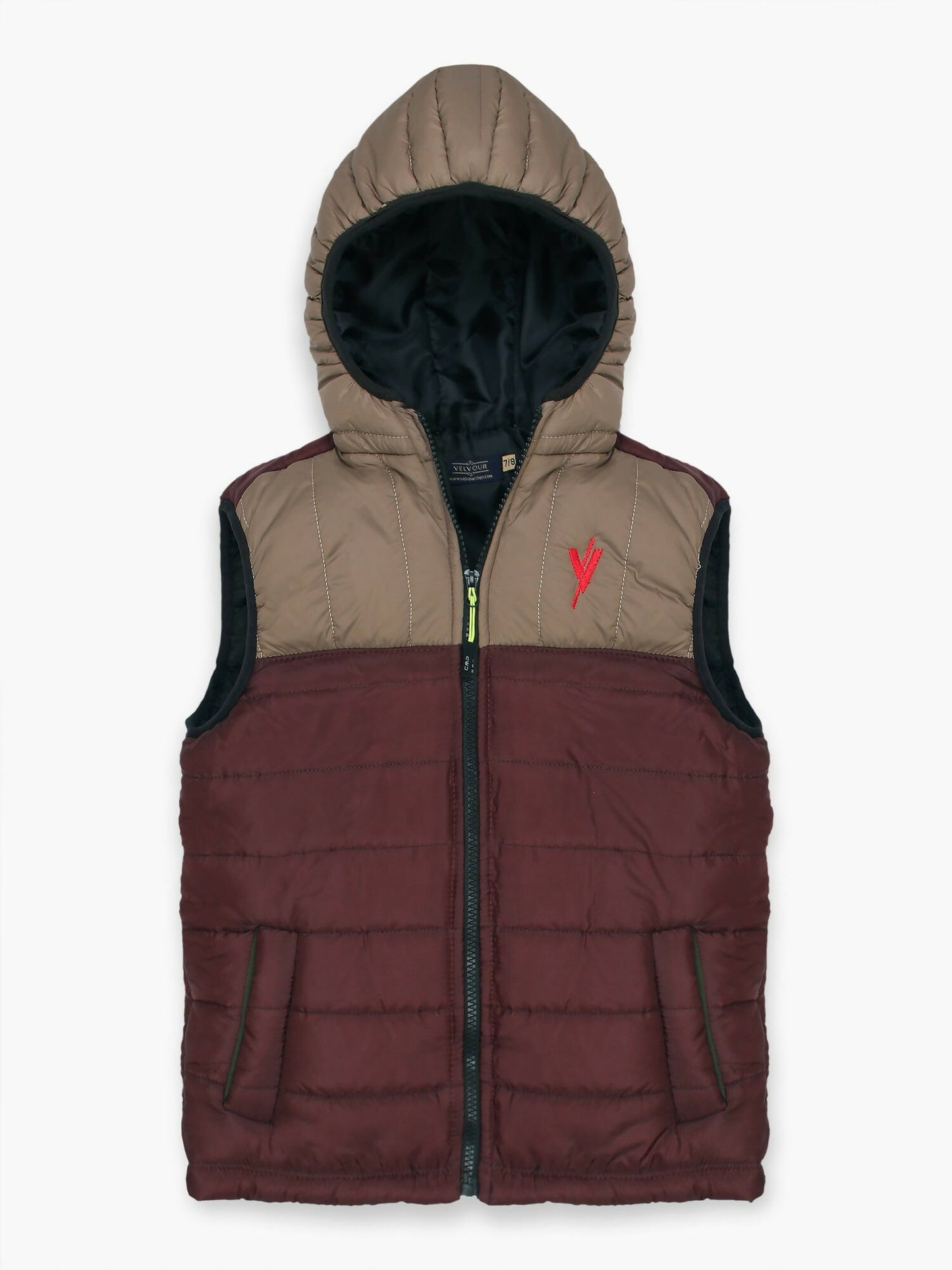 Maroon Velvour Puffer Jacket-VJ26-D