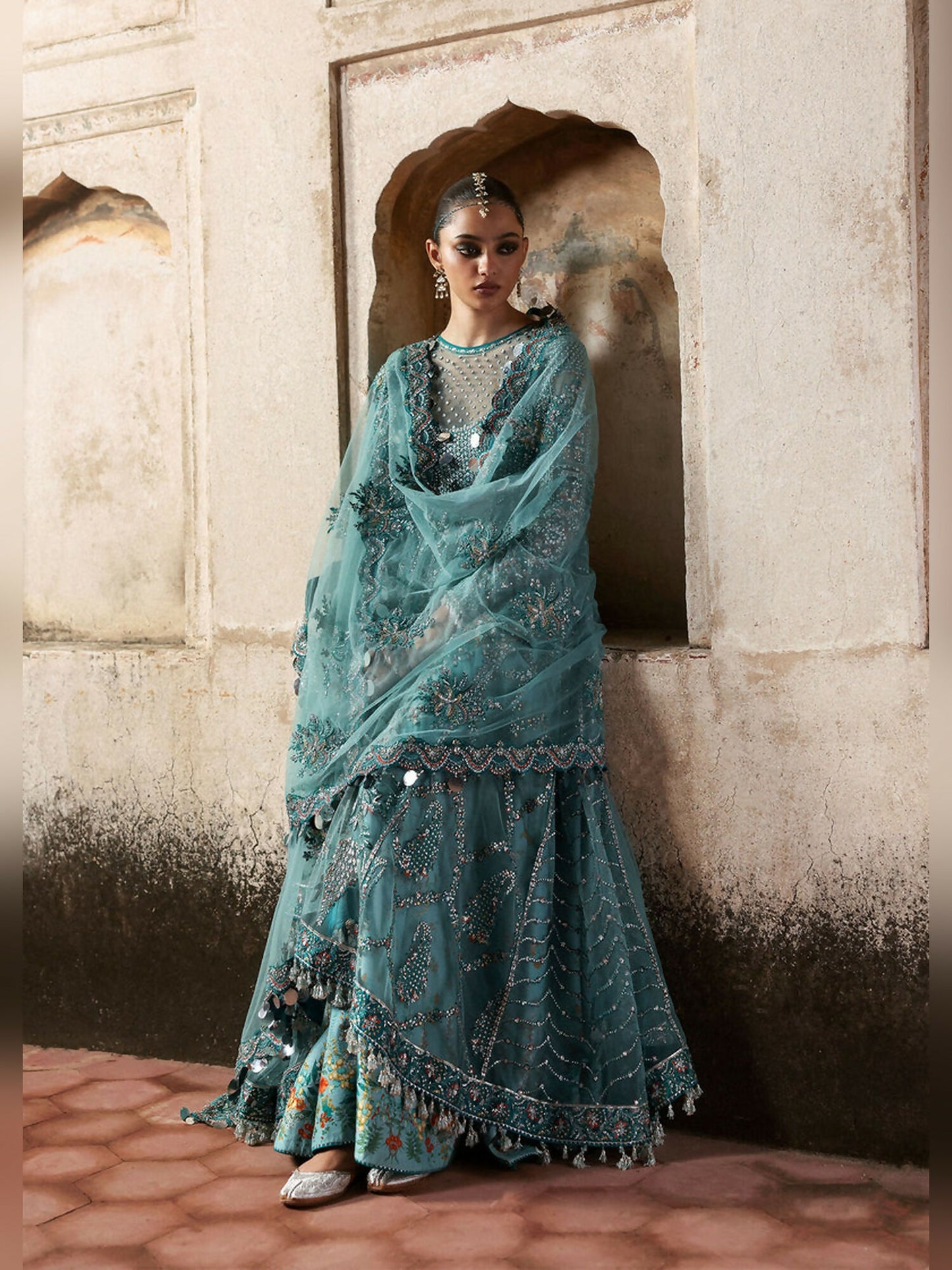 Hussain Rehar Massarat Festive Unstitched'25 Net 3-Piece Suit-Nagma