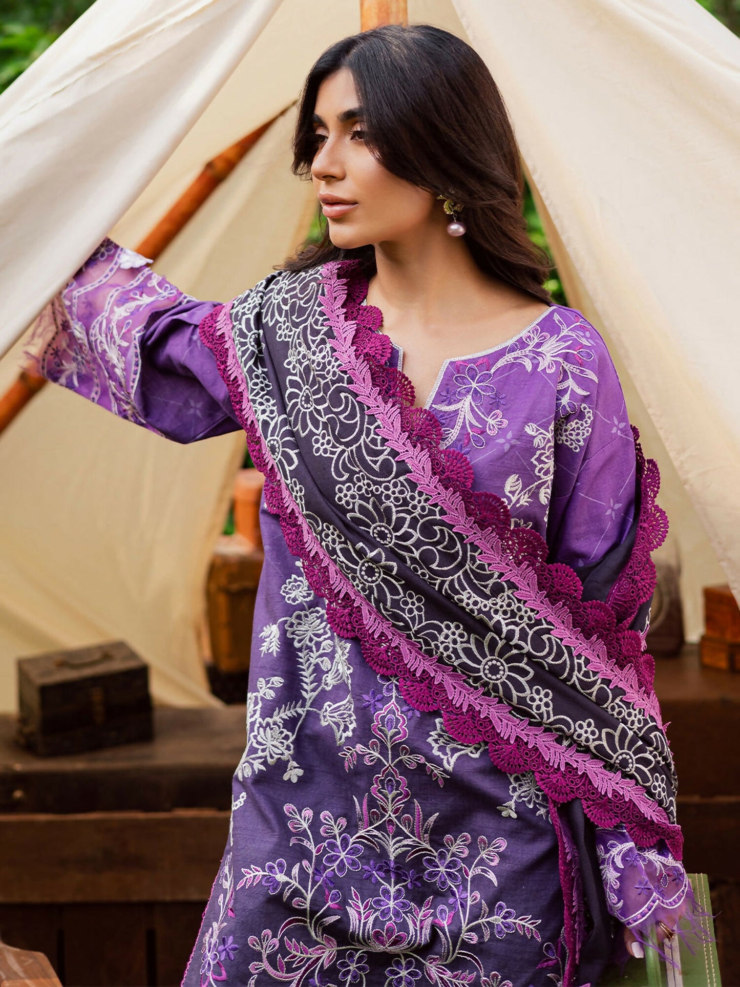 Mahnur Gardenia Khaddar Embroidered Stitched 3-Piece Suit-GR-01