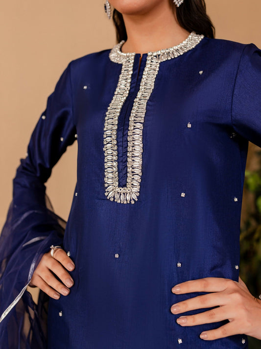 Allure By IH Raw Silk Embellished Stitched 3-Piece Suit-Naz