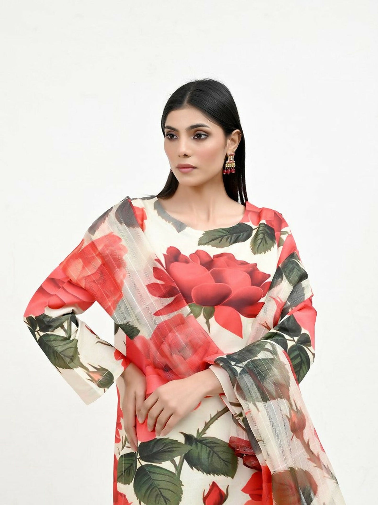 Imran Aftab Valentine's Day Raw Silk Printed Unstitched 3-Piece Suit-IAVD 03