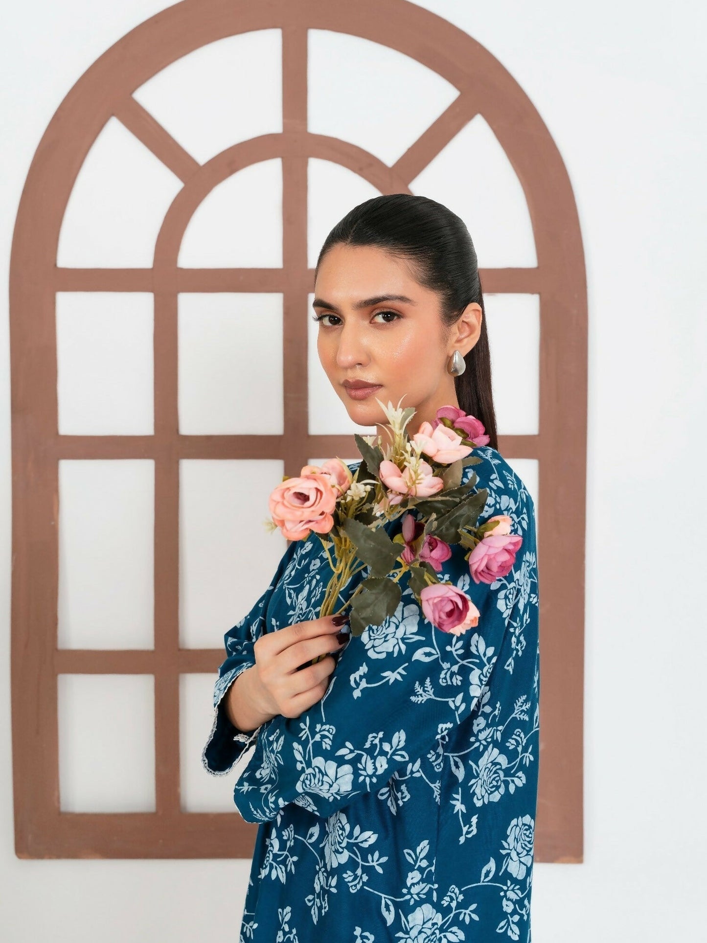 Stylish Collection Enchant Pret Linen Printed Co-Ord Set-Rose Teal