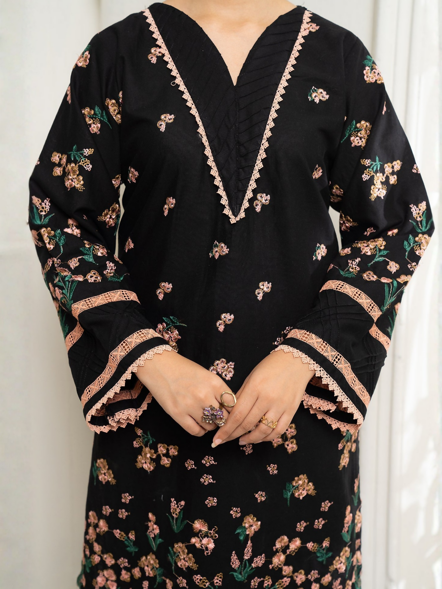 Panache Apparel Winter Basics Khaddar Embroidered Stitched 3-Piece Suit-Winter Oak