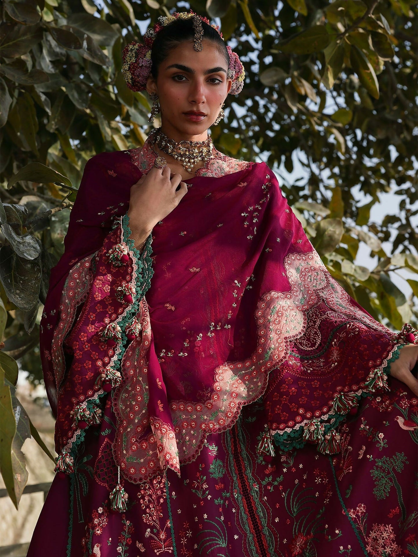 Hussain Rehar Luxury Lawn'26 Eid Edit Embroidered Unstitched 3-Piece Suit-Anjas