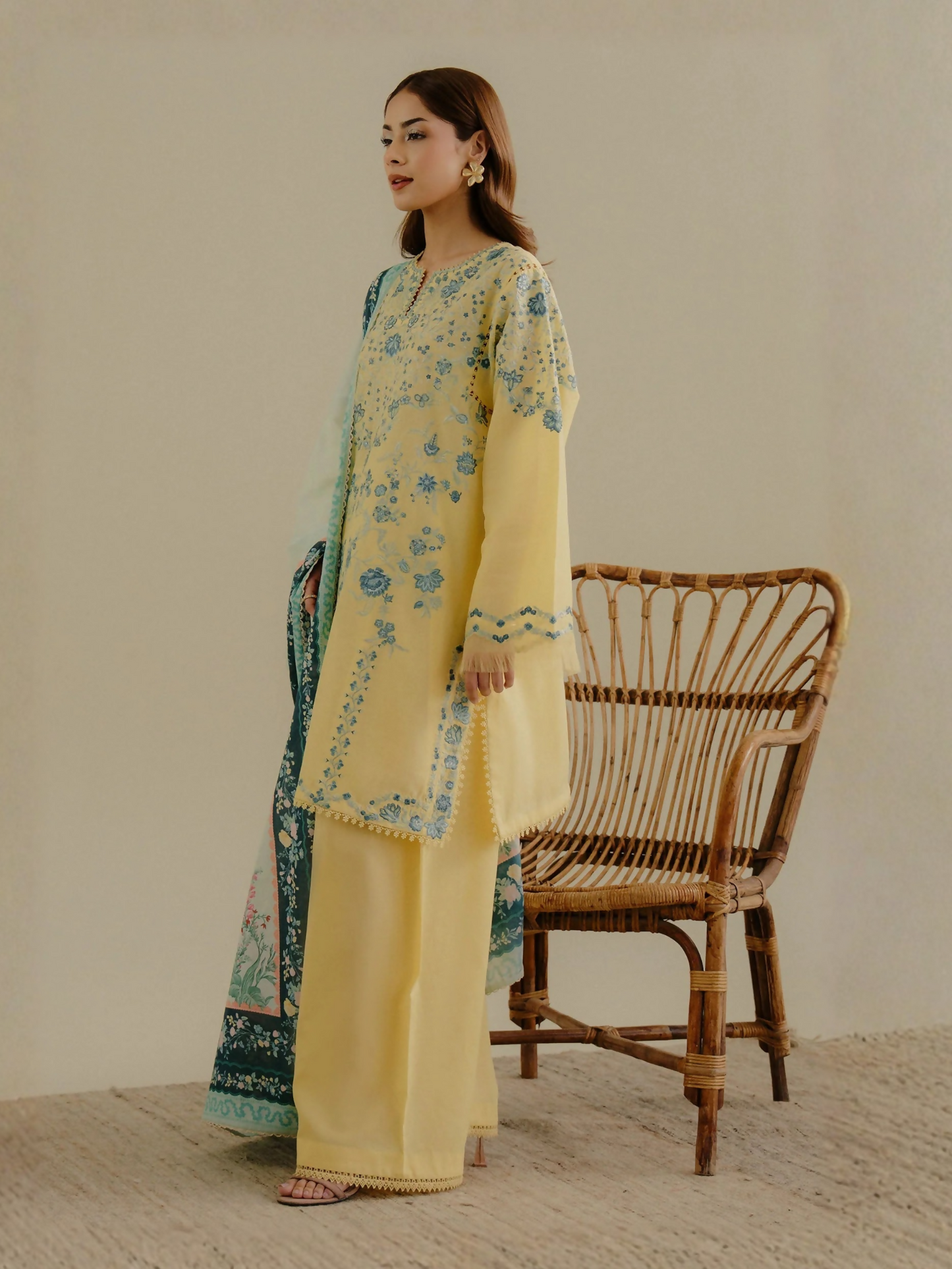 COCO by Zara Shahjahan Lawn'25 Embroidered Unstitched-3-Piece Suit-Velin-7B