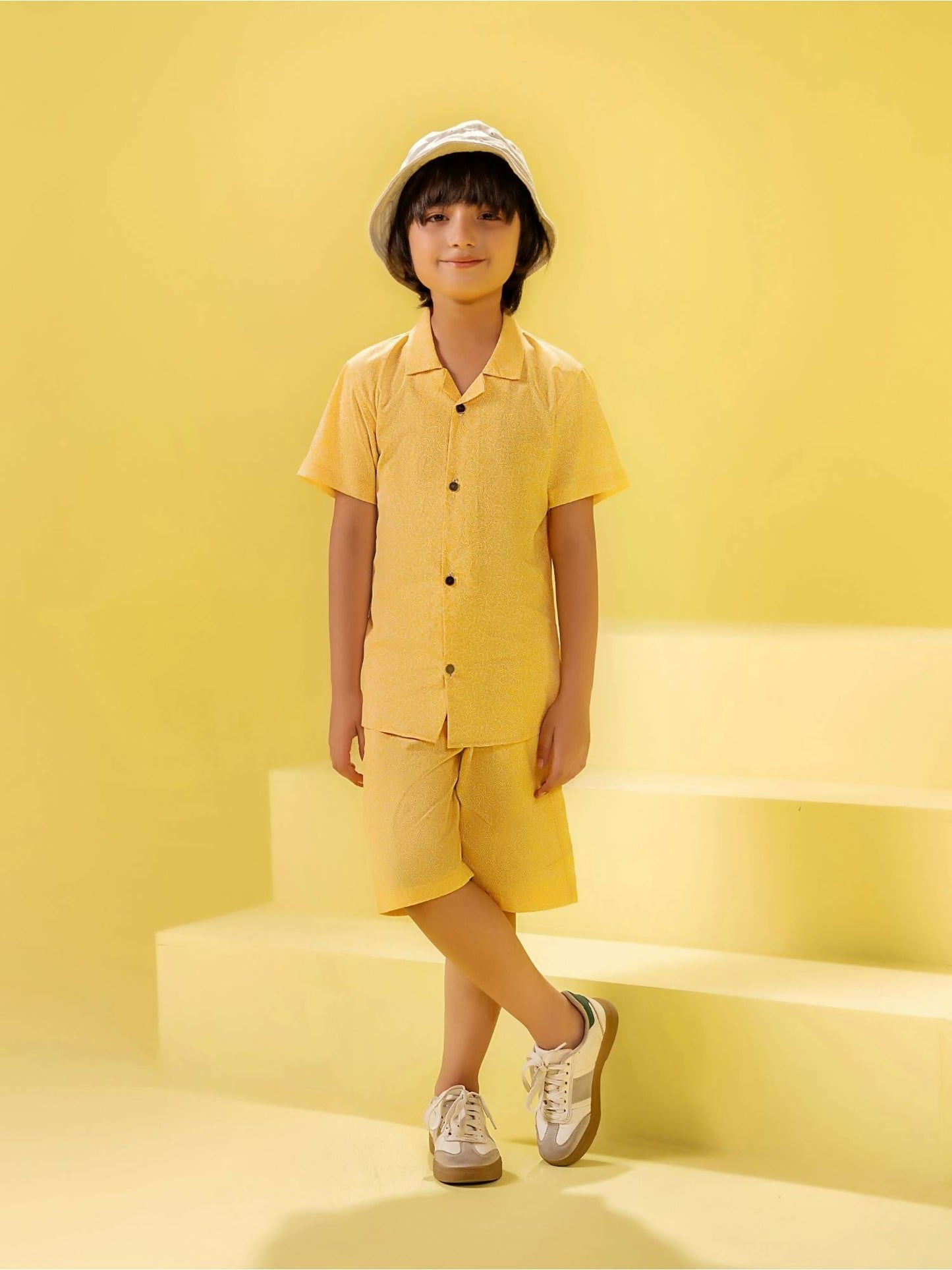 Yellow Velvour Boys & Girls Printed Co-ord Set-VC14