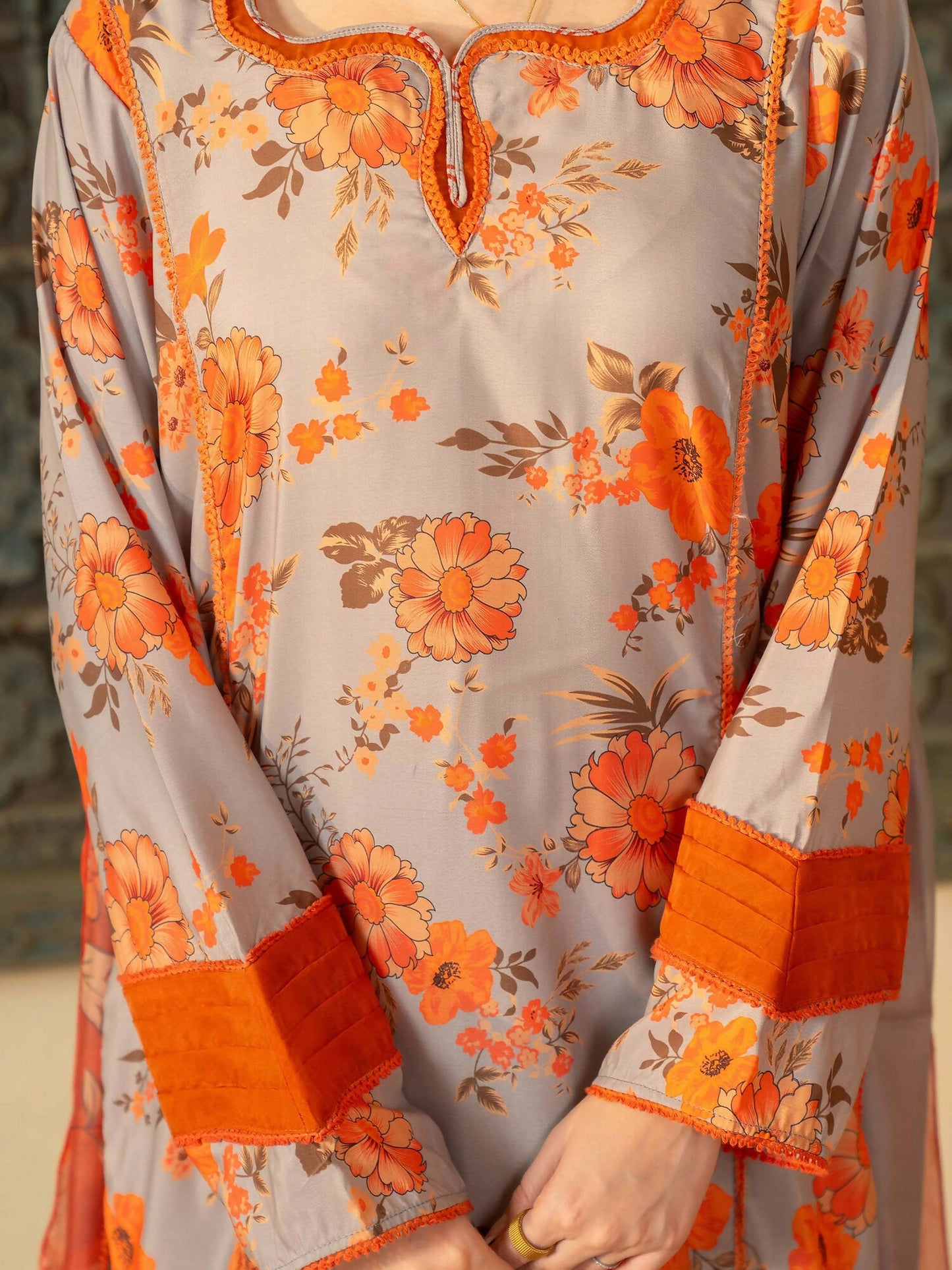 Panache Apparel Mah-e-Noor Rawsilk Printed Stitched Suit-Zahara