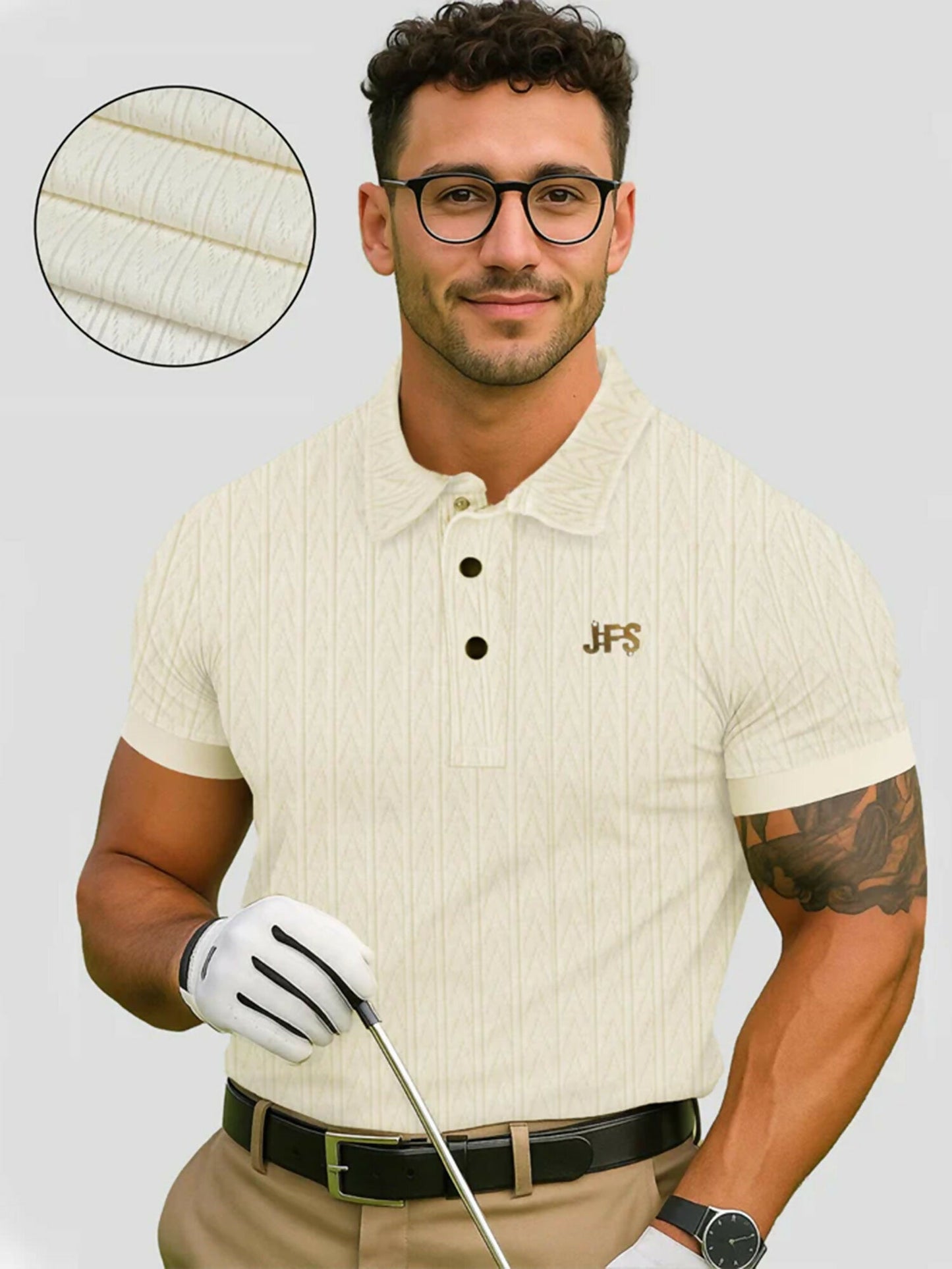 Men’s Jupiter Self Textured Polo with classic textured collar, premium metal logo, side vents, ribbed cuffs, made from 100% soft cotton fabric.