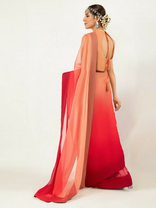 Imran Aftab Chiffon Printed Stitched Saree-IASC 14