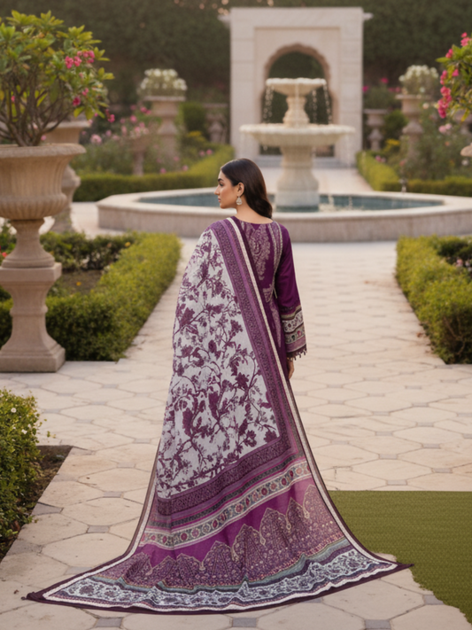 Mausummery Khaddar Printed Unstitched 3-Piece Suit-Hellebores