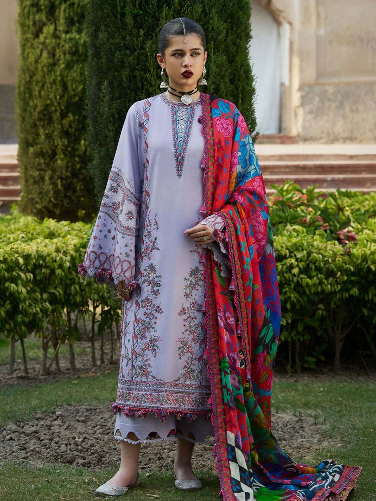 Lilac Hussain Rehar Luxury Lawn Embroidered Unstitched 3-Piece Suit-Inaya