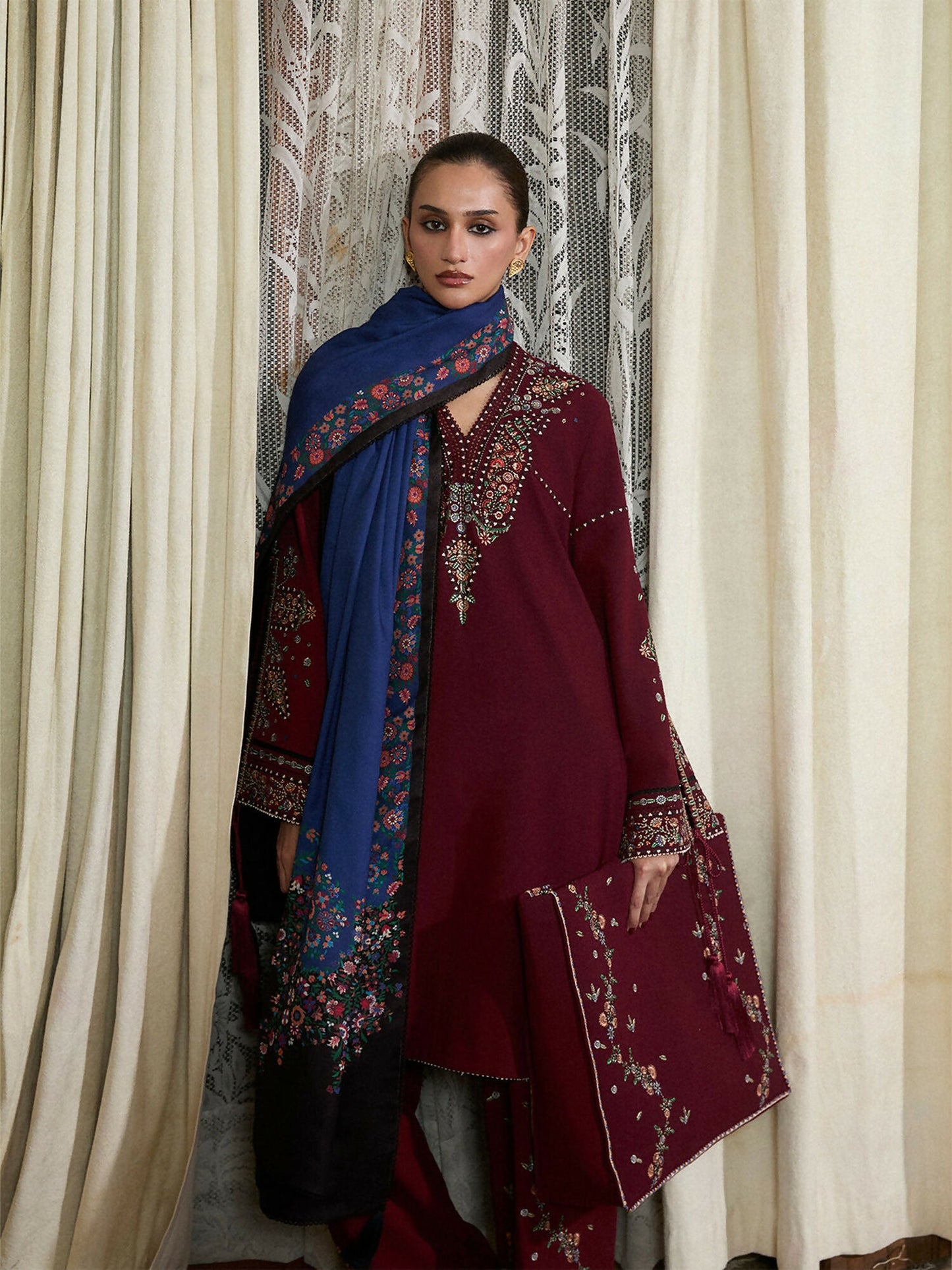 Jugnu by Hussain Rehar Karandi AW 25 - Edit III Embroidered Unstitched 3-Piece Suit-Rami