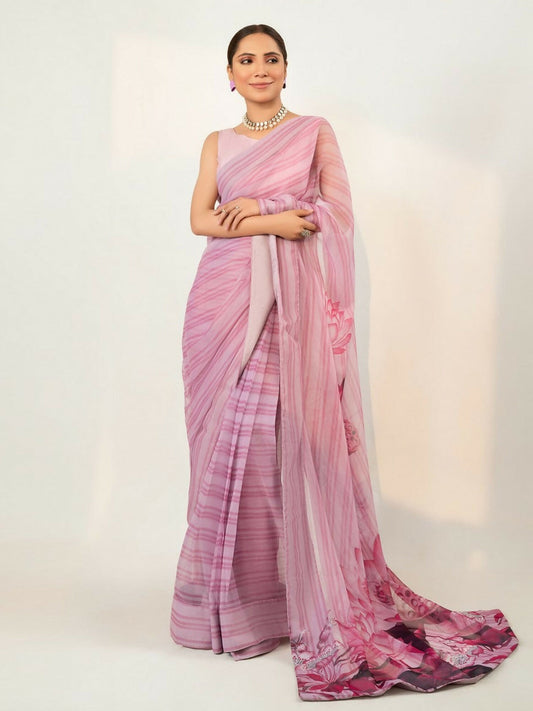Imran Aftab Chiffon Printed Unstitched Saree-IASC 12