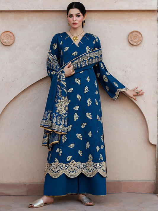 Blue Panache Apparel Noor Mahal Cotton Printed Stitched Suit-Dilafza
