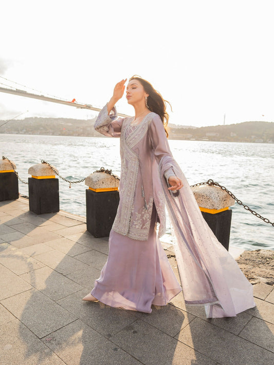 Farooq Hameed Studio EiD Collection'26 Pure Silk Embroidered Stitched 3-Piece Suit-Ilyaana