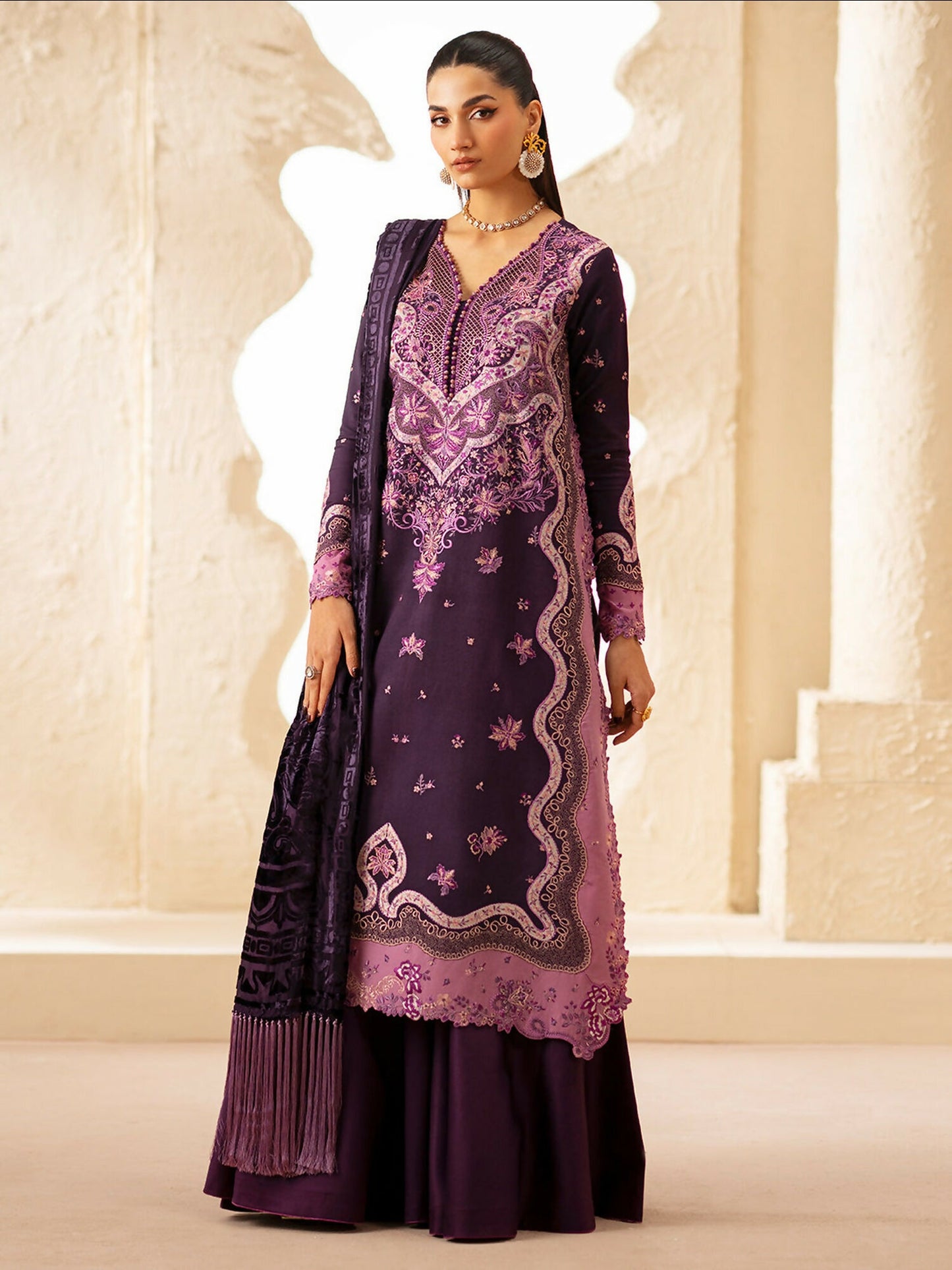 Binilyas Saqqara Kotrai Embroidered Unstitched 3-Piece Suit-163-B