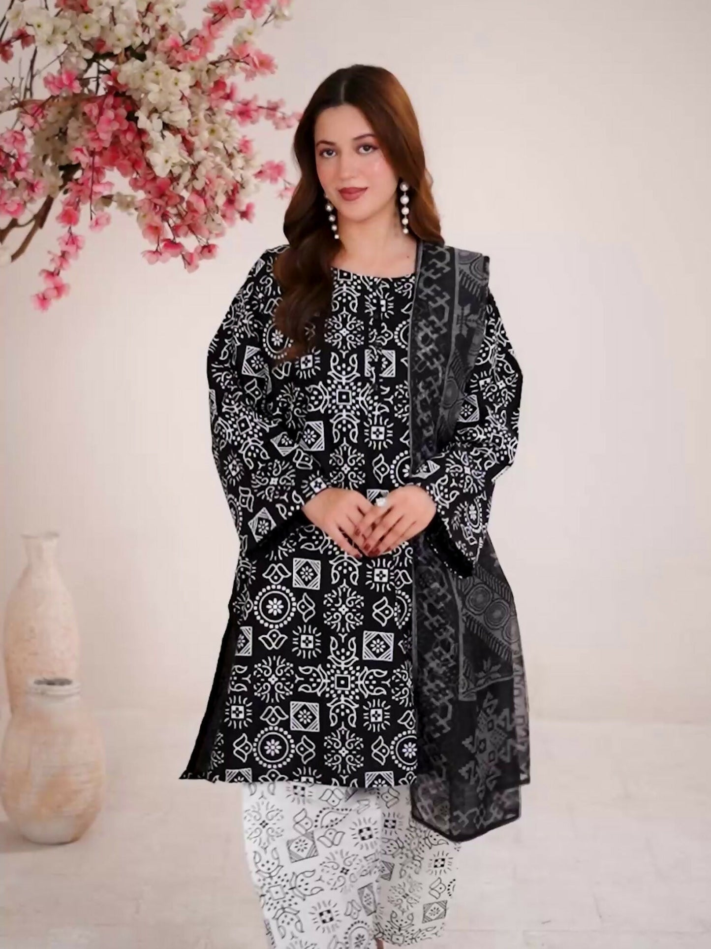 Stylish Collection Luxe Edit Cotton Printed Stitched 3-Piece Suit-Noor Jahan