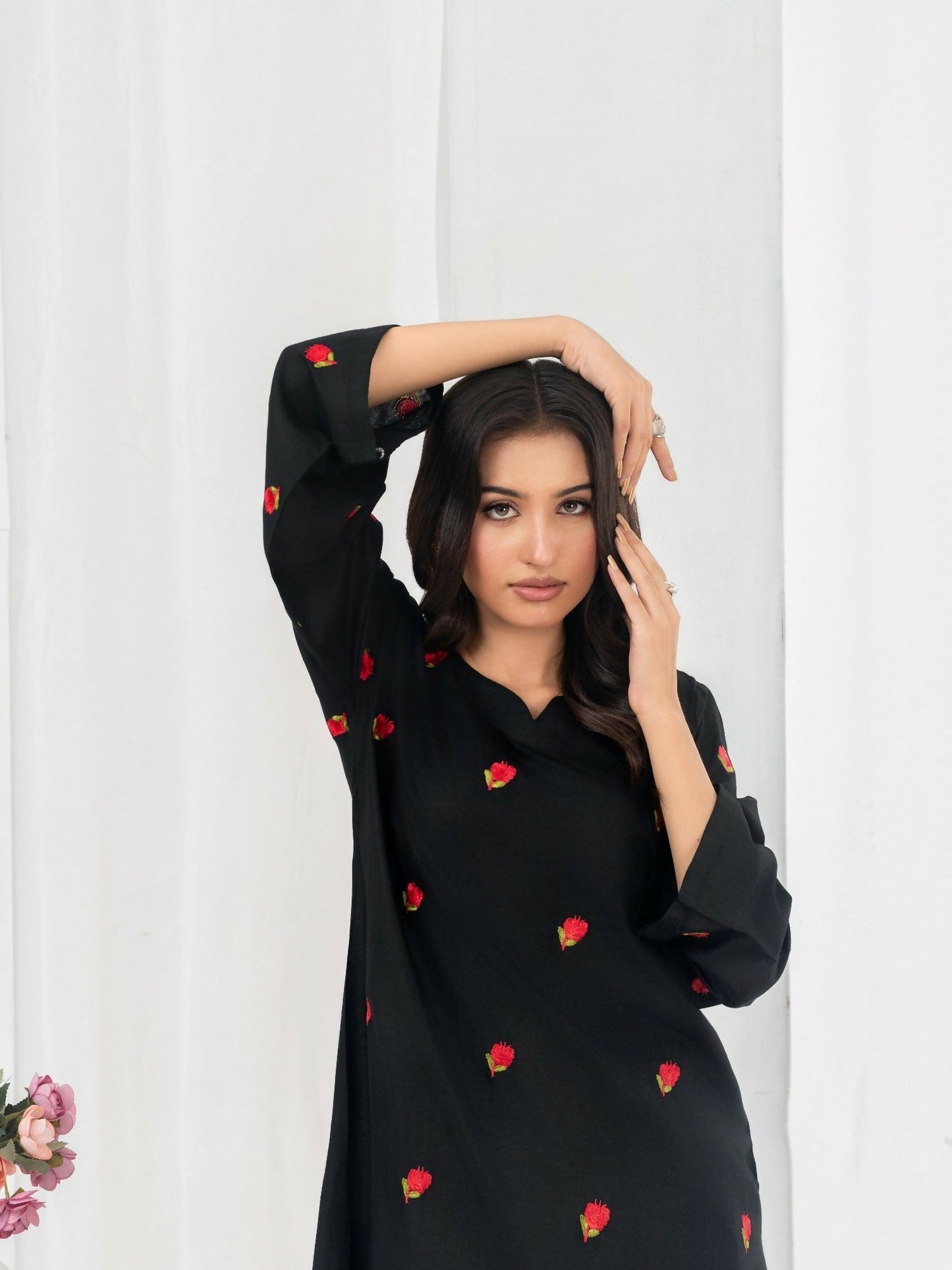 Stylish Collection Allure Linen Embroidered Stitched 2-Piece Suit-Petal