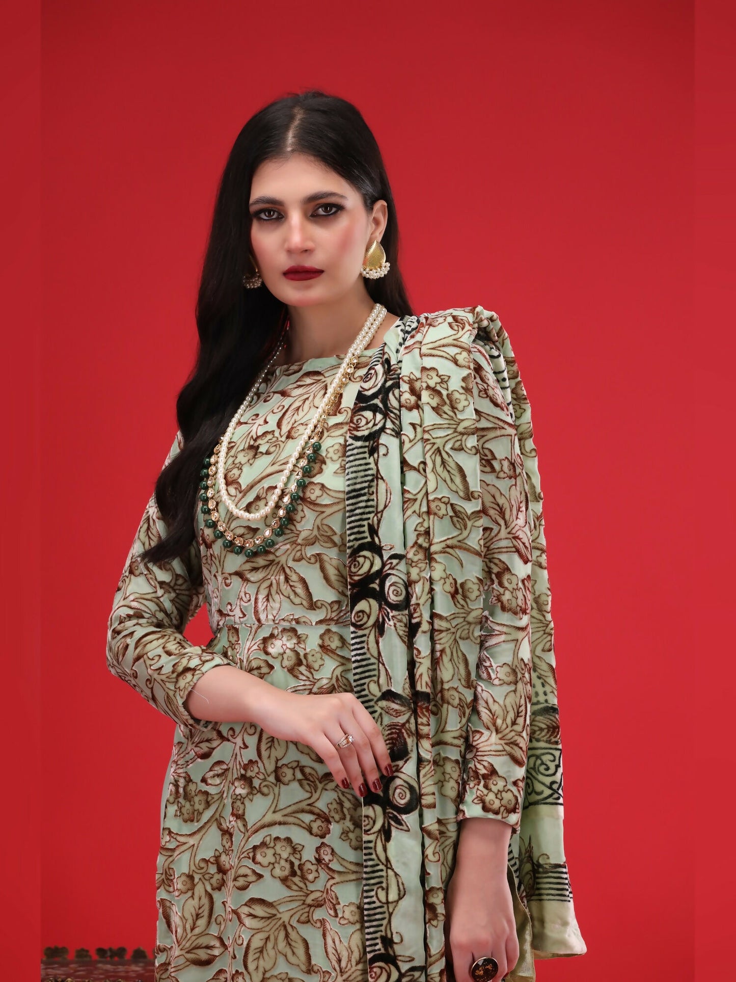Noori Palachi Embossed Printed Unstitched 3-Piece Suit